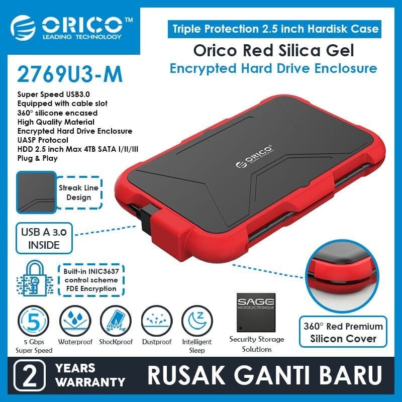 ORICO Hard Drive Enclosure with Encryption 2.5-Inch - 2769U3-M