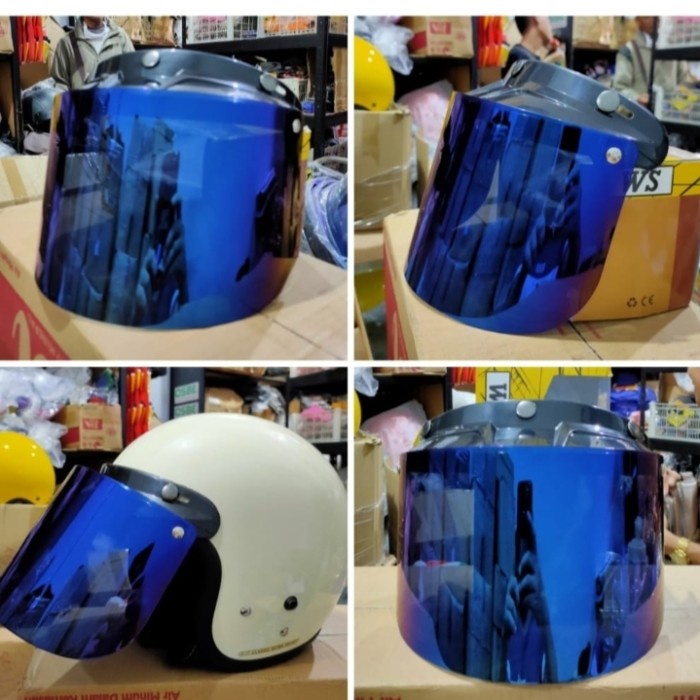 9804Geiu Kaca Helm Bogo Flat Visor Iridium Blue Pnp Helm Bogo Cargloss Jpn 5tjt75oh