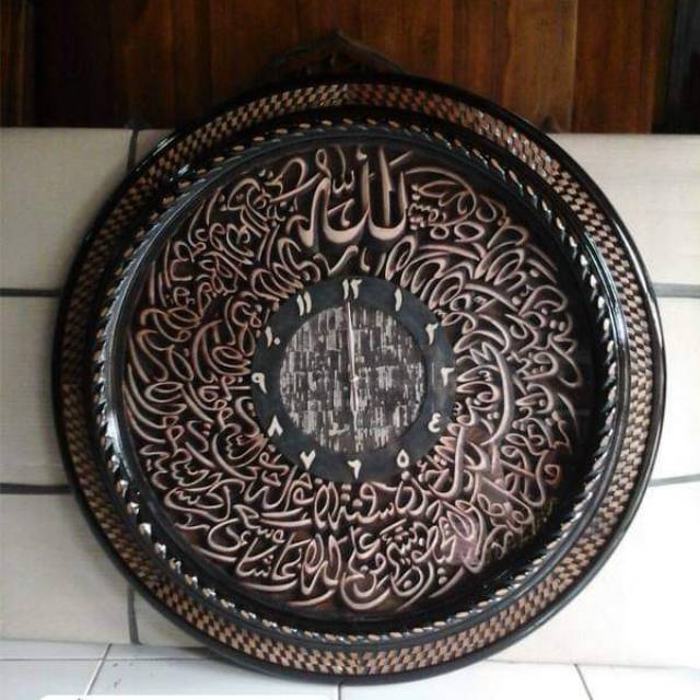 jam kaligrafi bundar,mebel jepara,furniture