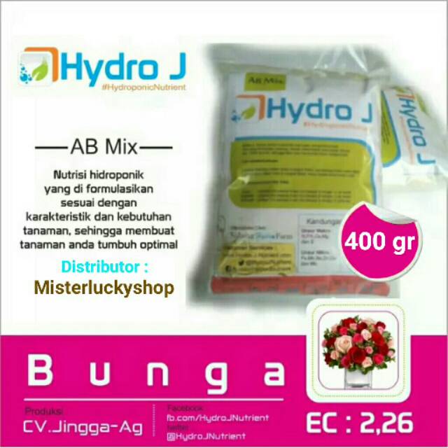 Nutrisi Hidroponik AB Mix Hydro J BUNGA 400 Gr