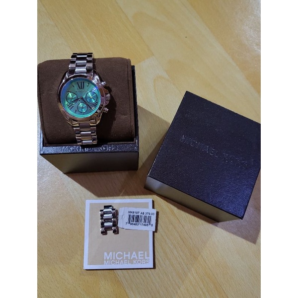 MK/Mikhael Kors Bradshaw Chonograph Teal Dial Ladies Watch 36mm Authentic Preloved
