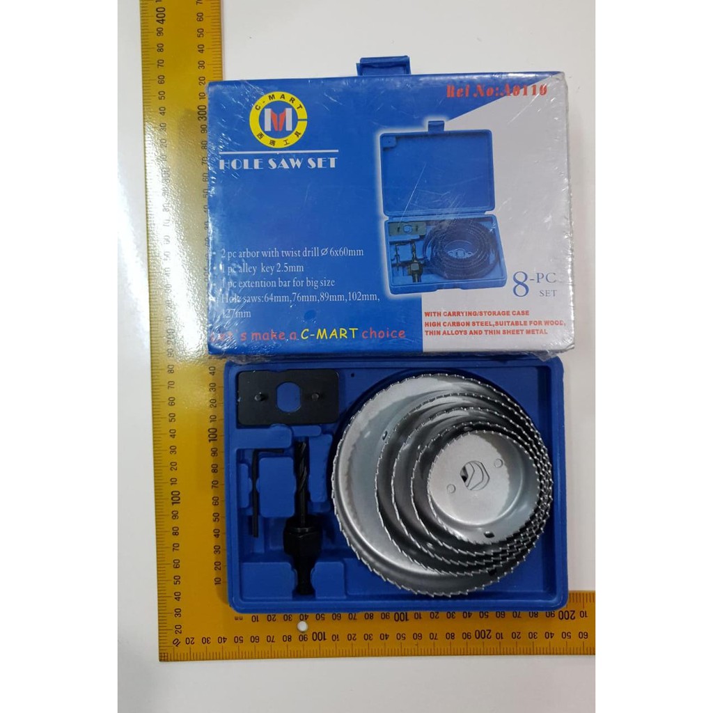 CMART JUMBO Hole Saw Set 8 Mata Bor Lubang Hidroponik Besi Metal Kayu