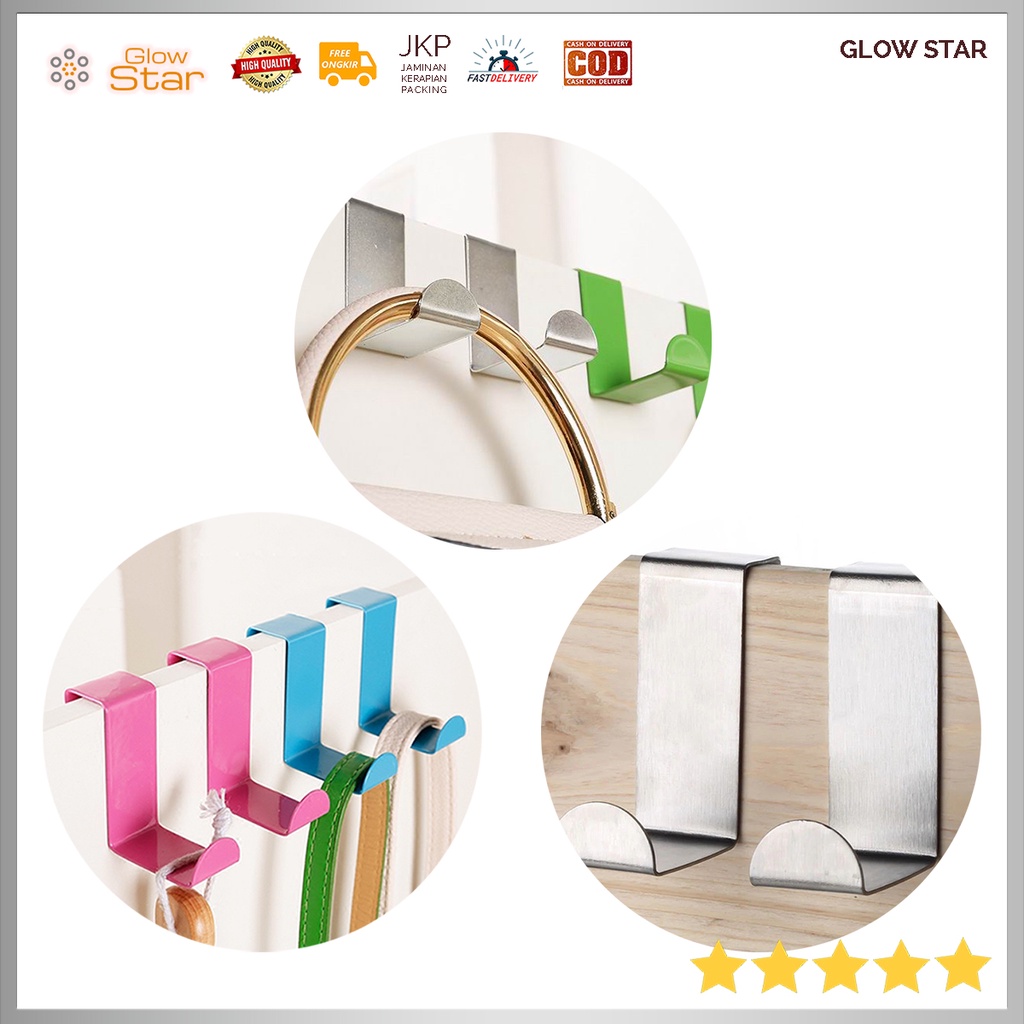 Hanger Gantungan Pintu Stainless Steel 1 PCS - Multi-Color Silver Atas Pintu