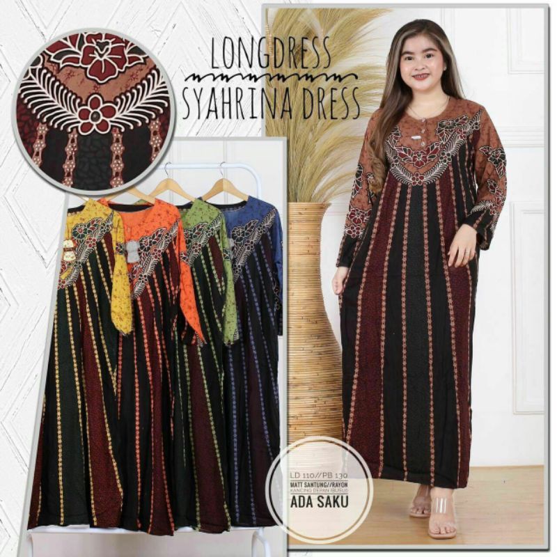 Daster panjang cabut warna istanbul sahrina grosir baju murah daster busui bumil kancing depan baju kekinian baju tidur wanita batam import-Long sahrina