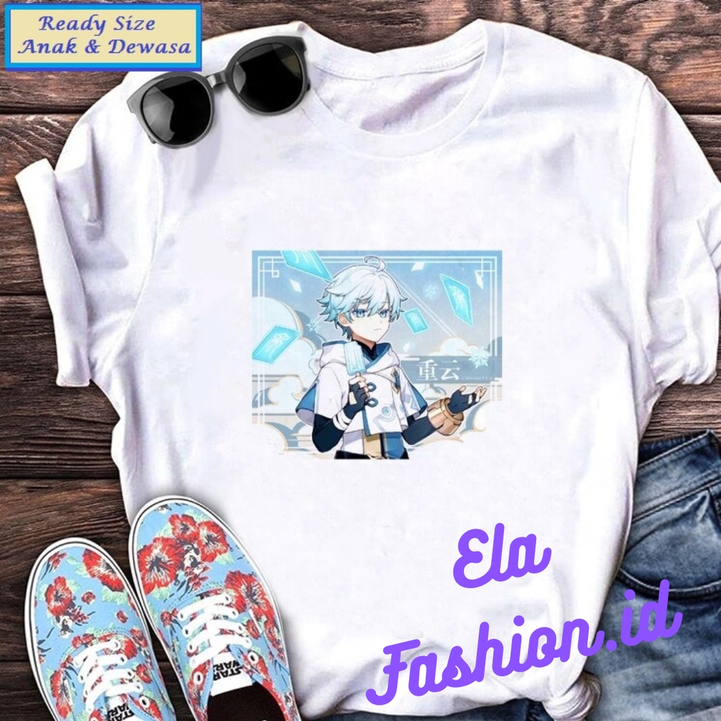 Kaos Game Xiao Zhan Ganyu Keqing Ayaka Diluc Genshin Impact Tshirt Anak Dewasa Pria