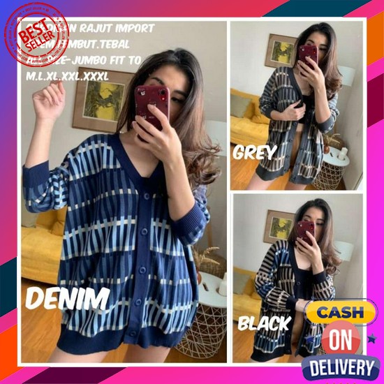 Ready Cardi Rajut Wanita Pekanbaru Cardigan Sweater Rajut Import(Adem.Lembut)All Size-Jumbo Fit To