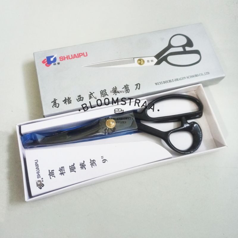 Gunting Kain Shuaipu 9&quot; Gunting Bahan Jahit Tailor Shears 9 inch Baja Hitam Tailoring Scissors