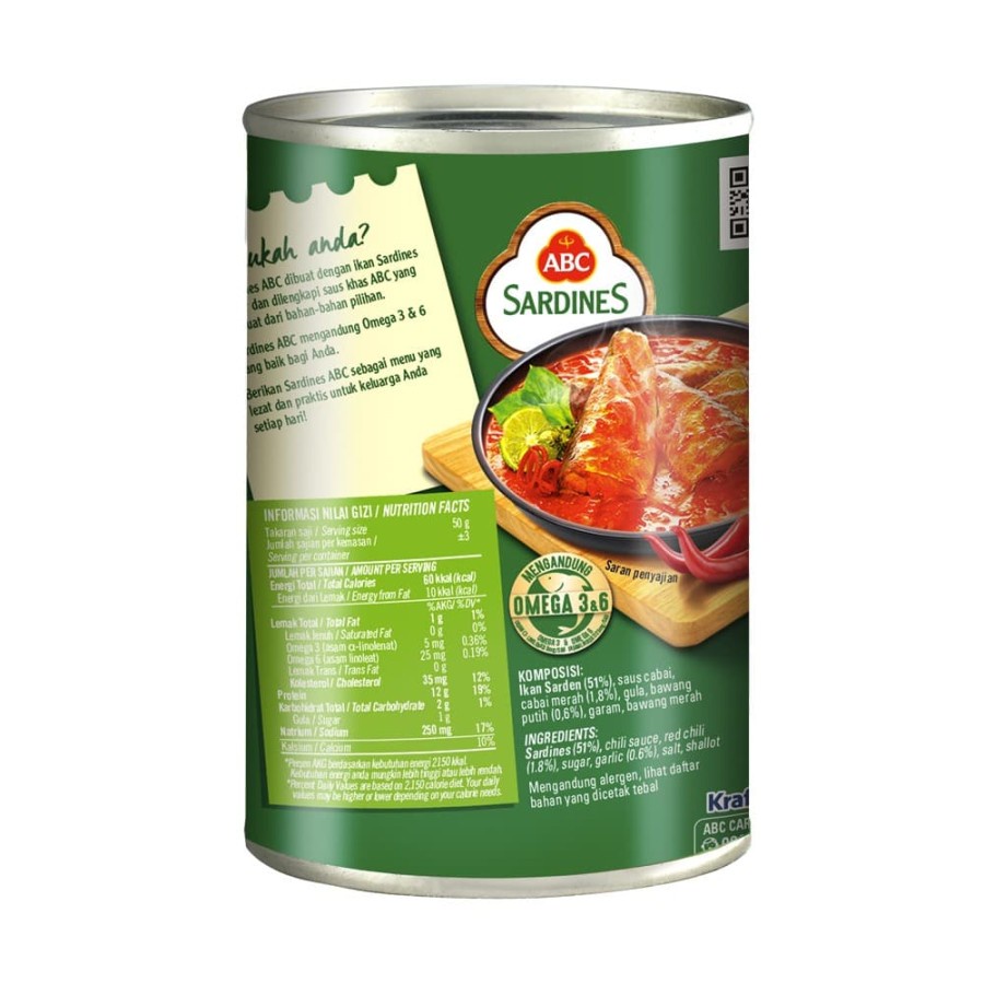 SARDEN SAUS CABAI ABC SARDINES IN CHILLI SAUCE 155GR