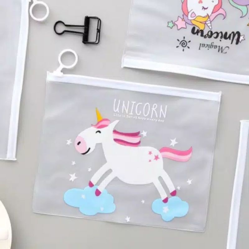 Zipper Bag Unicorn Pouch Kosmetik Transparan