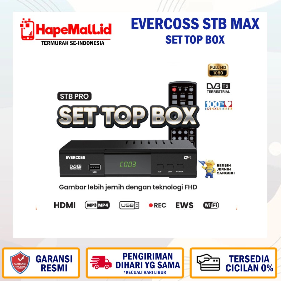 EVERCOSS SET TOP BOX PENGUBAH SINYAL DIGITAL GARANSI RESMI