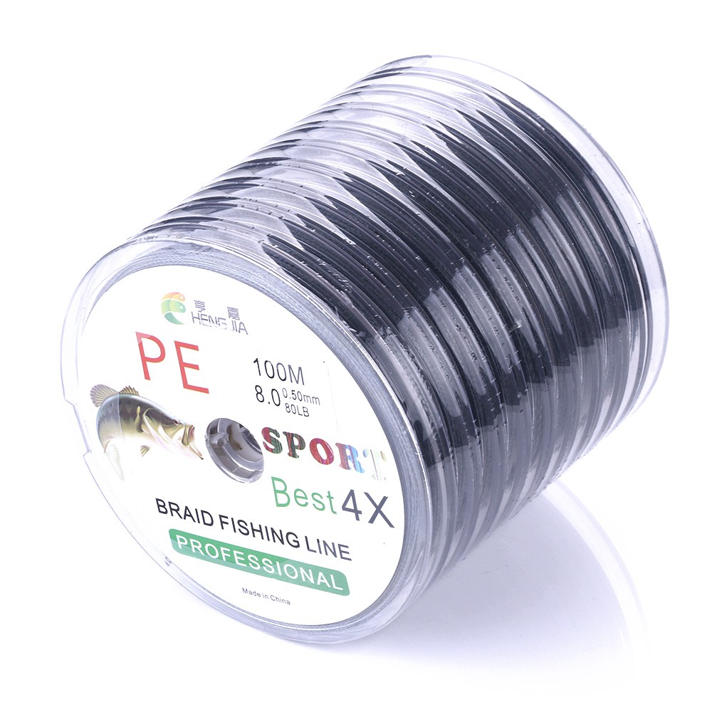 HENGJIA 100M PE Senar Pancing Grey Woven Fishing Line 15LB-80LB Fishing Bait Lure Tackle