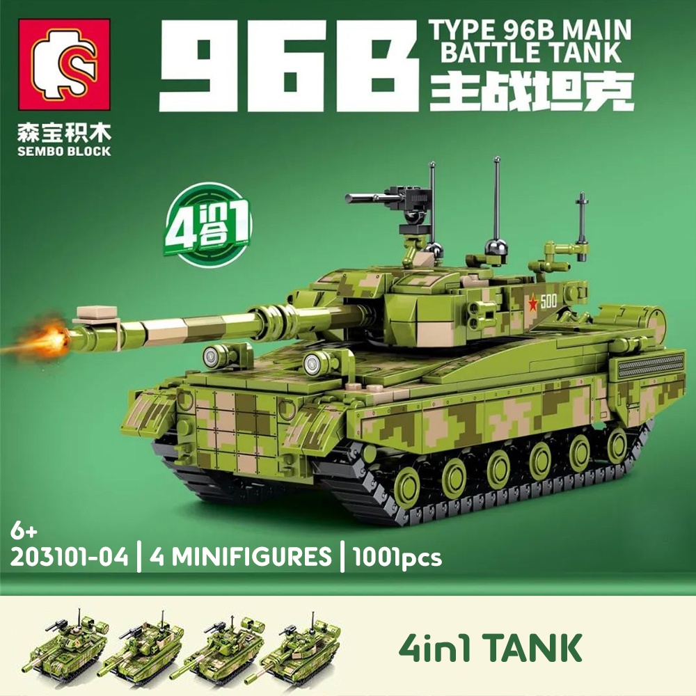 Sembo Block 203101-04 Type-96b Main Battle Tank Military 4in1 Tank