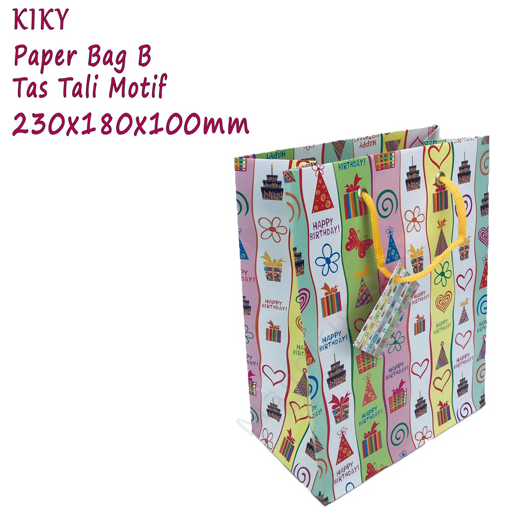 Paper bag B *Kiky * Tas tali motif * 230x180x100mm