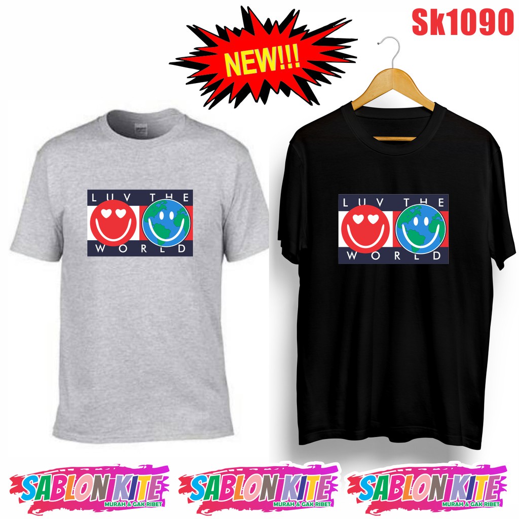 MURAH!!! KAOS TAY TAWAN LUV THE WORLD SK1090 UNISEX COMBED 30S BYK WRN