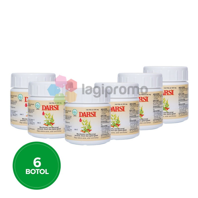 Borobudur Herbal Darsi 100 Pil Obat Jerawat Bisul & Gatal Alami 6 botol