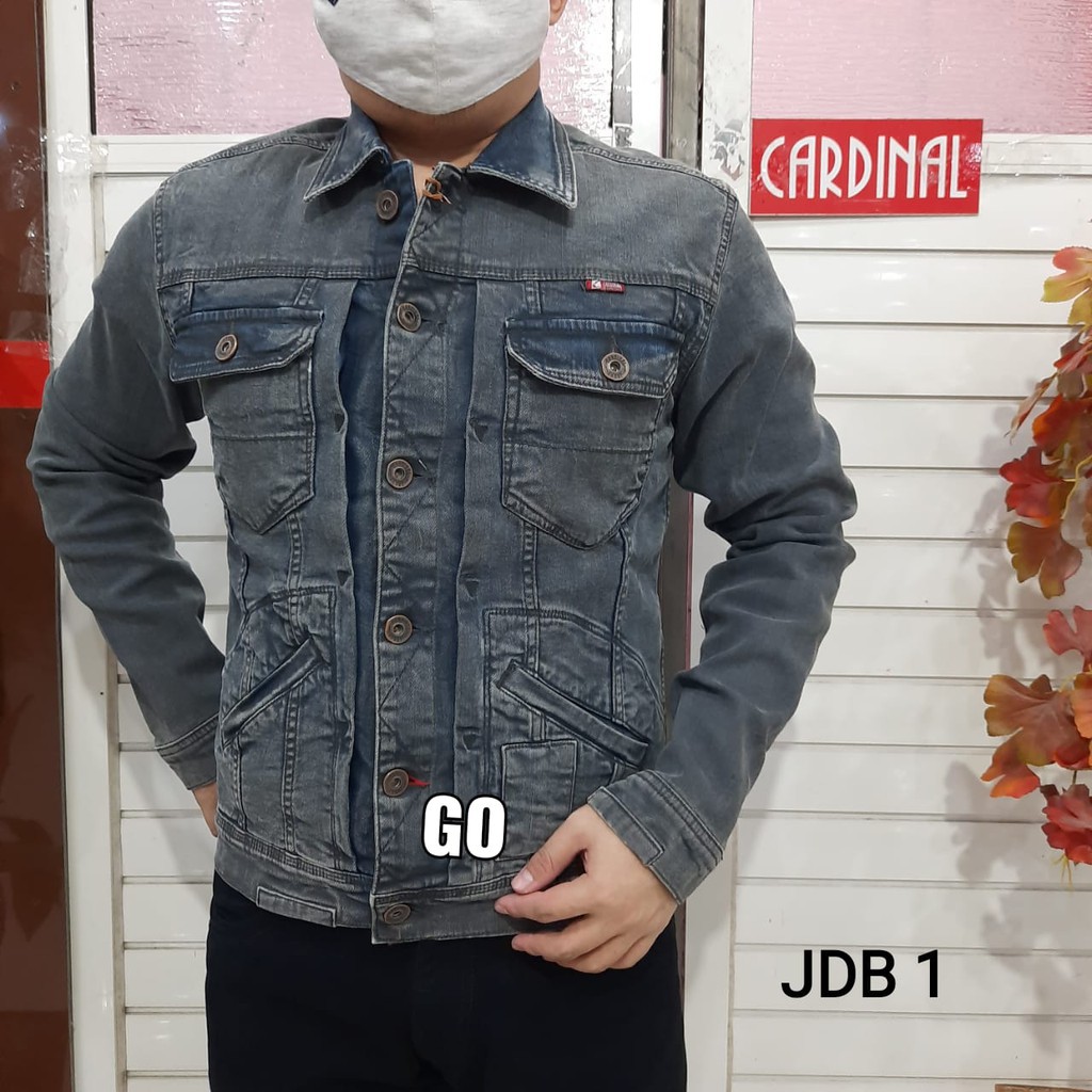 gos  JDB CARDINAL JAKET JEANS Cowok Jaket Cowok Denim Jaket Kancing Pria Outdoor