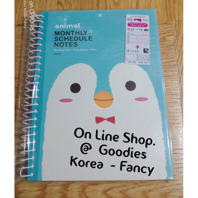 

Buku Notebook Diary Schedule Spiral Monthly Note Animal Ori Korea Ready Stock