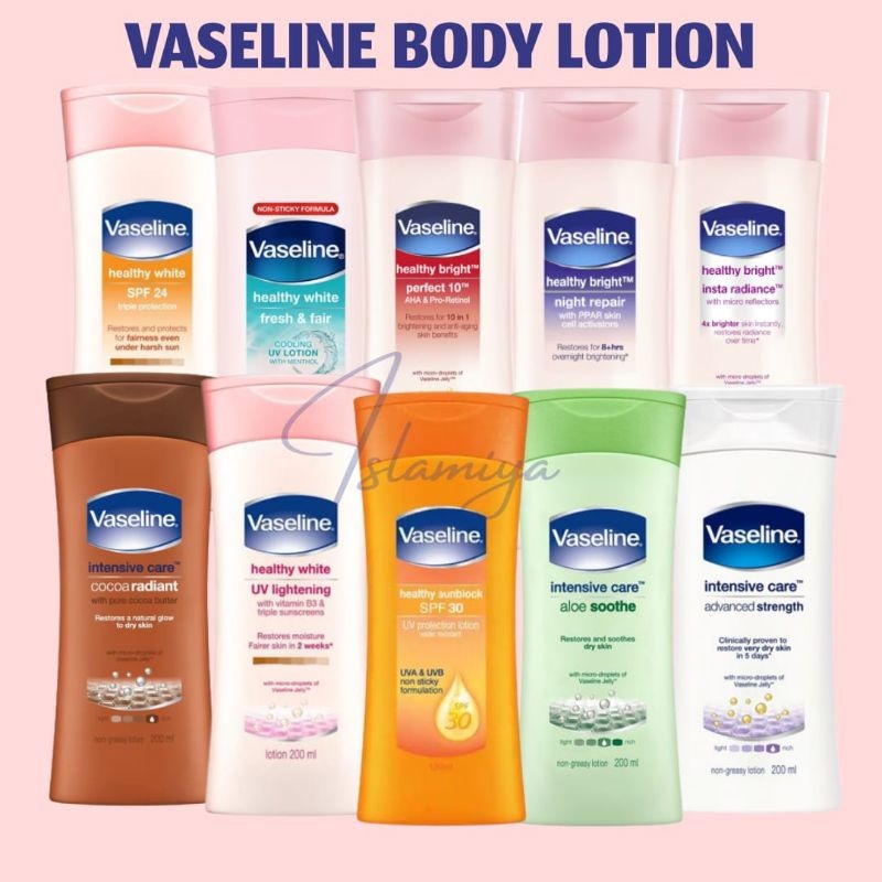 Vaseline Lotion Healthy Sunblock SPF 30/ Body Lotion 100 ml 200 ml  Healthy Bright Intensive Care /COCOA RADIANT / PERFECT 10 / SUN POLLUTION