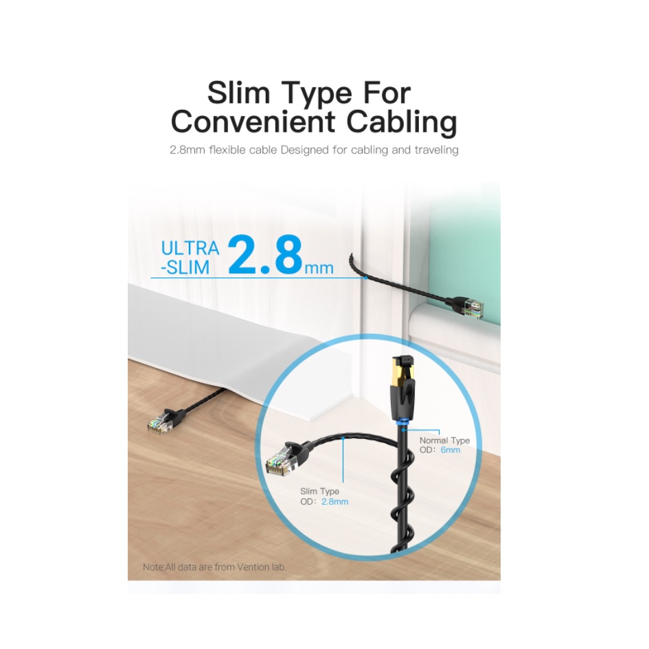 Vention Kabel LAN Gigabit Ethernet RJ45 Cat6a Cat6 UTP 0.5m 1m 1,5m