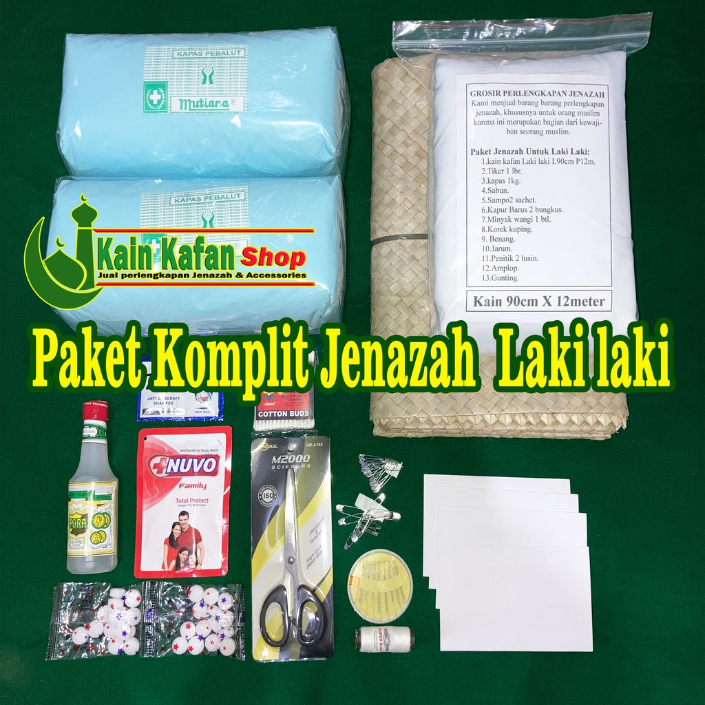 Paket kain kafan komplit untuk jenazah laki laki