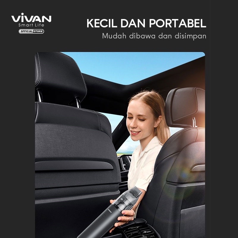 VIVAN Auto VX01 4000 mah Car Vacum Cleaner Penyedot Debu Mobil Cordless Portable bisa juga buat rumah tangga Gray Garansi Original Resmi1 Tahun