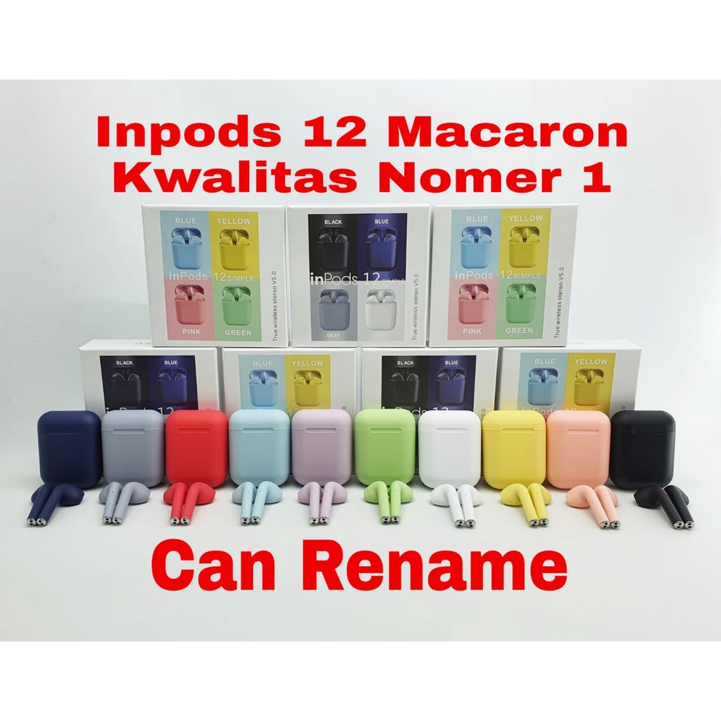 Inpods 12 Macaron Headset Bluetooth i12 TWS Warna Macaron Wireless Earphone Inpods 12 Macaron