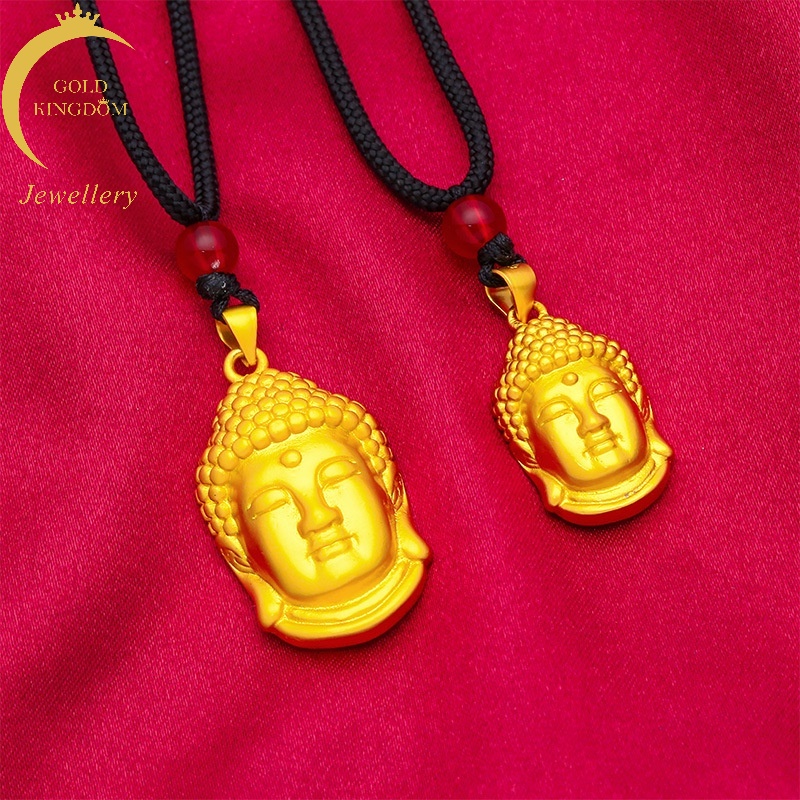 Kalung Emas Asli Kadar 375 Dengan Liontin Kepala Buddha Maitreya Untuk Pria Dan Wanita