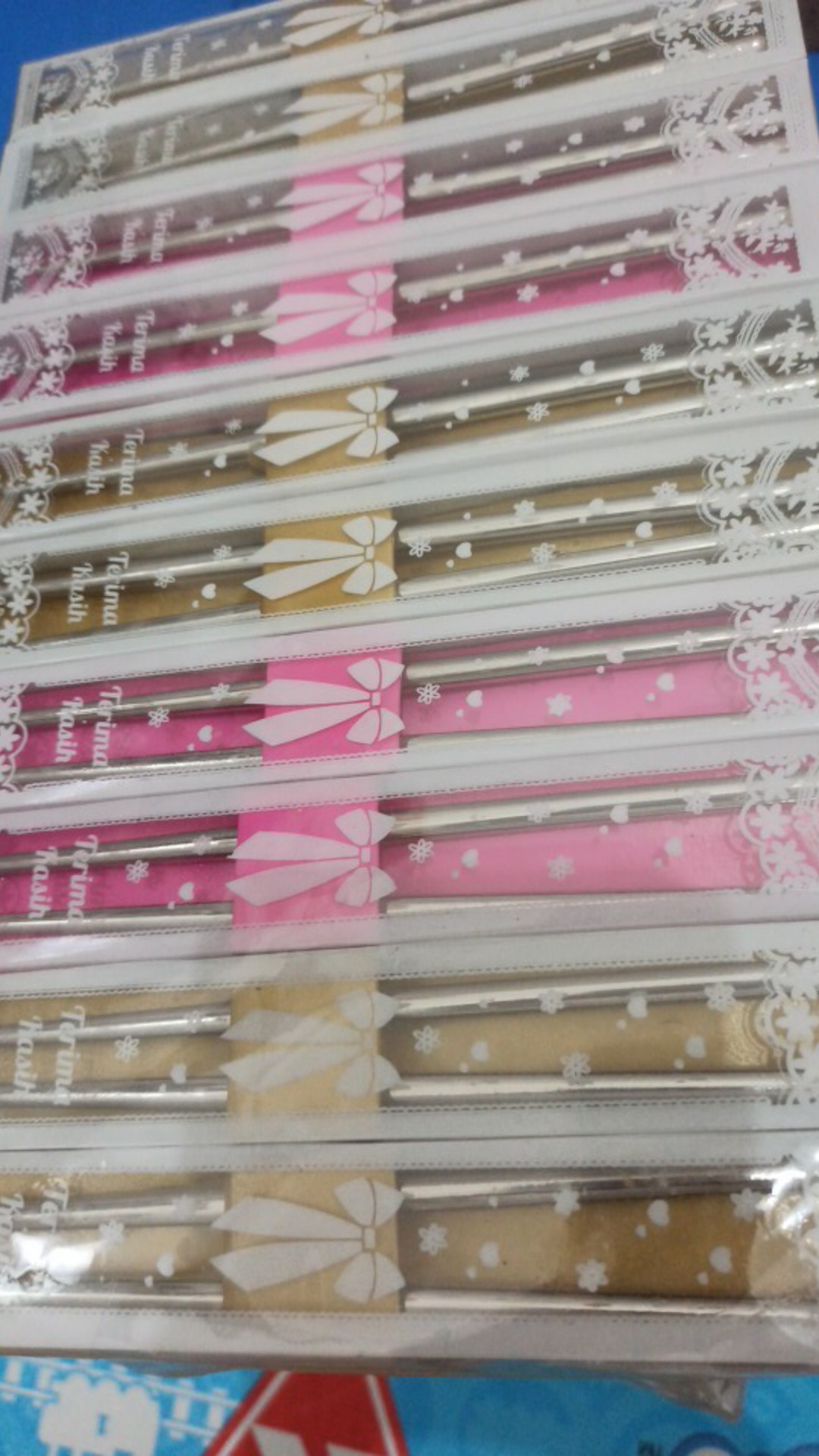 Souvenir Sumpit Stainless Kemasan Mika Motif + Kut