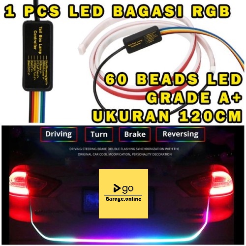 LAMPU LED BAGASI RGB 120CM ANTI AIR 12V UNIVERSAL MOBIL 60 LED RGB STRIP MODUL RUNNING SEIN REM STOP GRADE A+