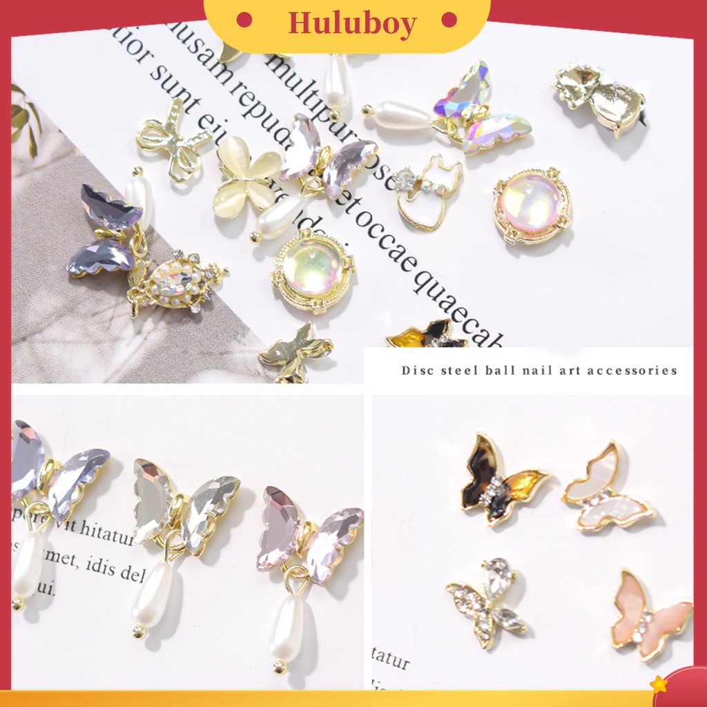 Huluboy Huluboy♡ Butterfly Berlian Imitasi Bentuk Kupu-Kupu Untuk Dekorasi Nail Art