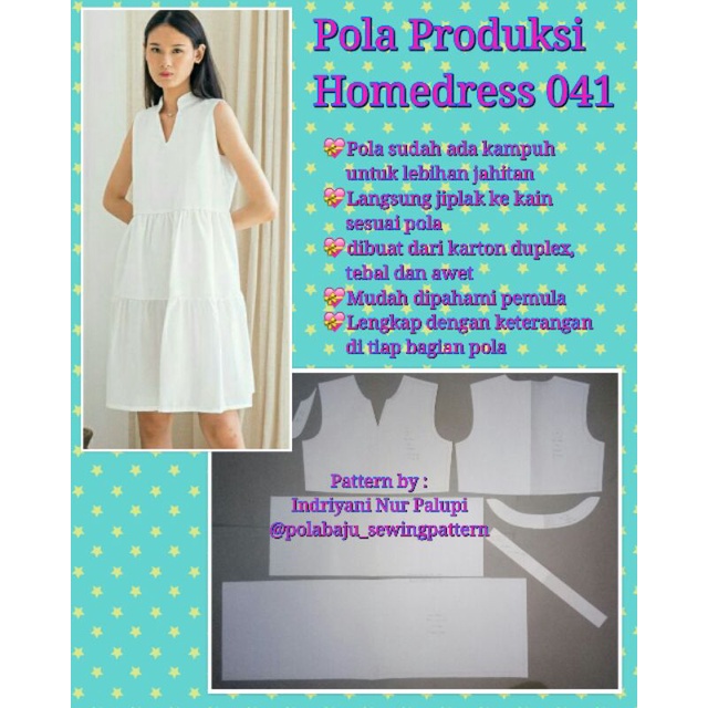 POLA PRODUKSI HOMEDRESS 041 - Pola Baju Daster - Sewing Pattern