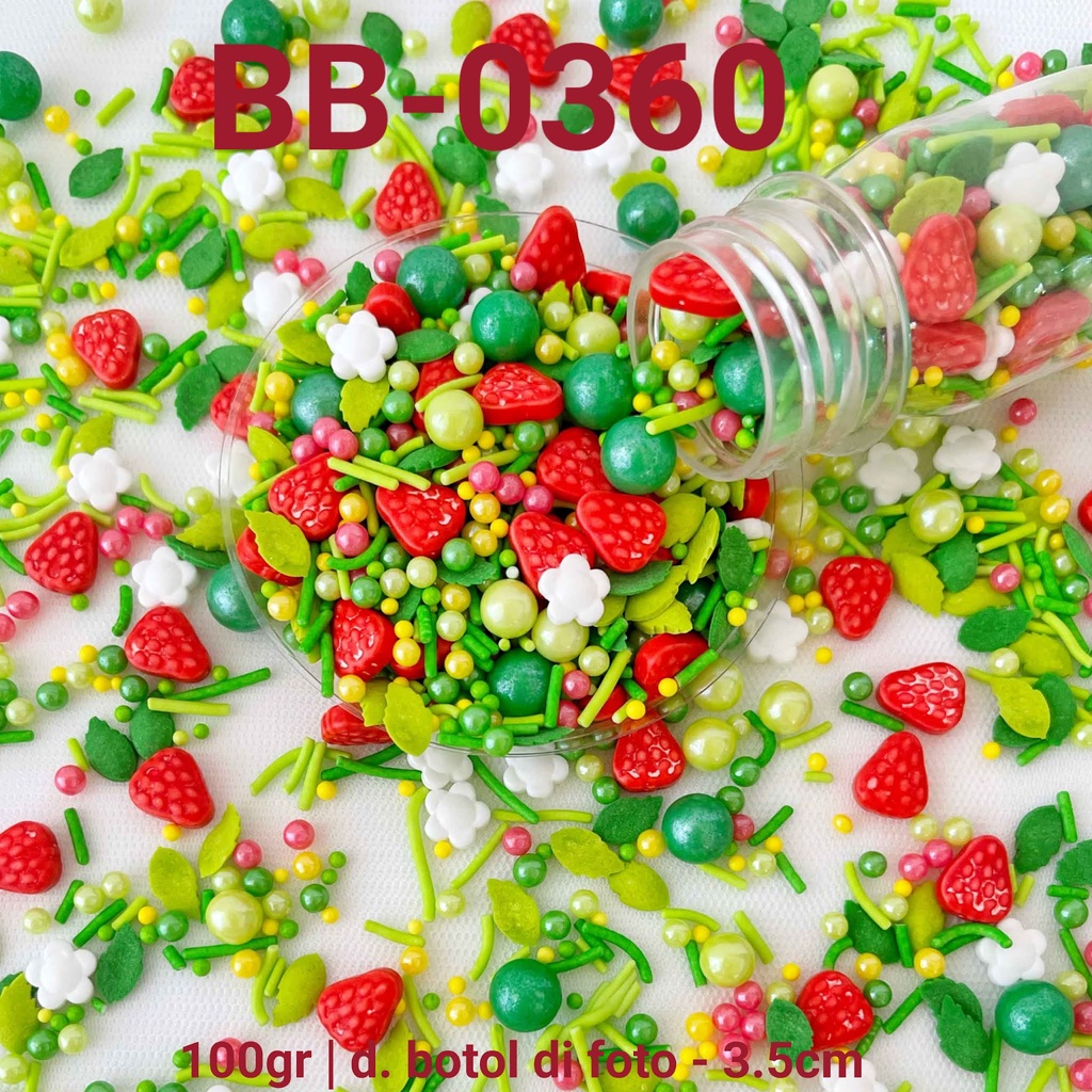 

BB-0360 Sprinkles sprinkle 100 gram taman buah stroberi strawberry yamama baking grosir murah sprinkles cake dekorasi mutiara trimit decoration story sprinklestory sprinklesstory sprinkle story yamama baking