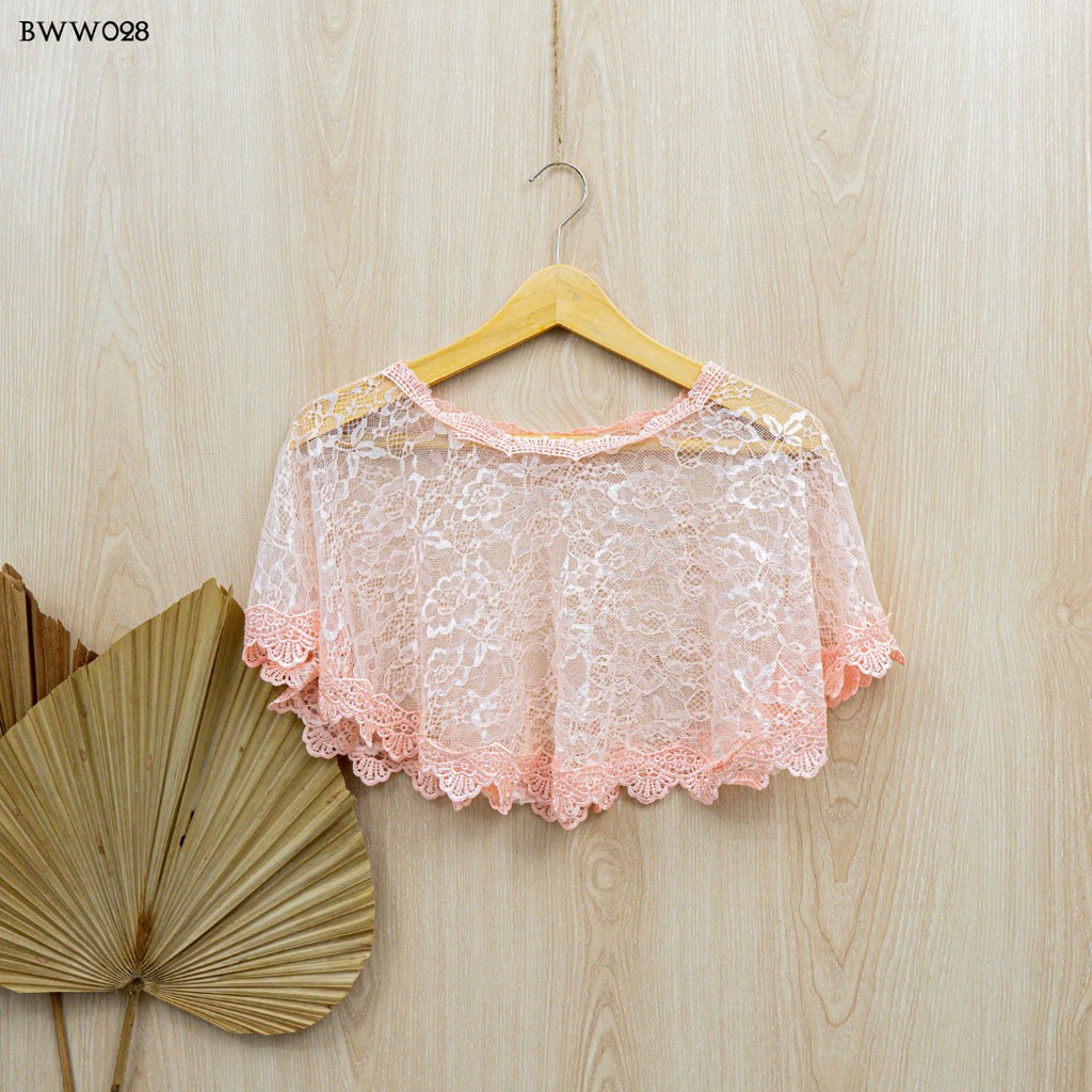 [BISA COD] BOLERO KARDIGAN PESTA  AKSESORIS WEDDING LACE PEACH BWW028