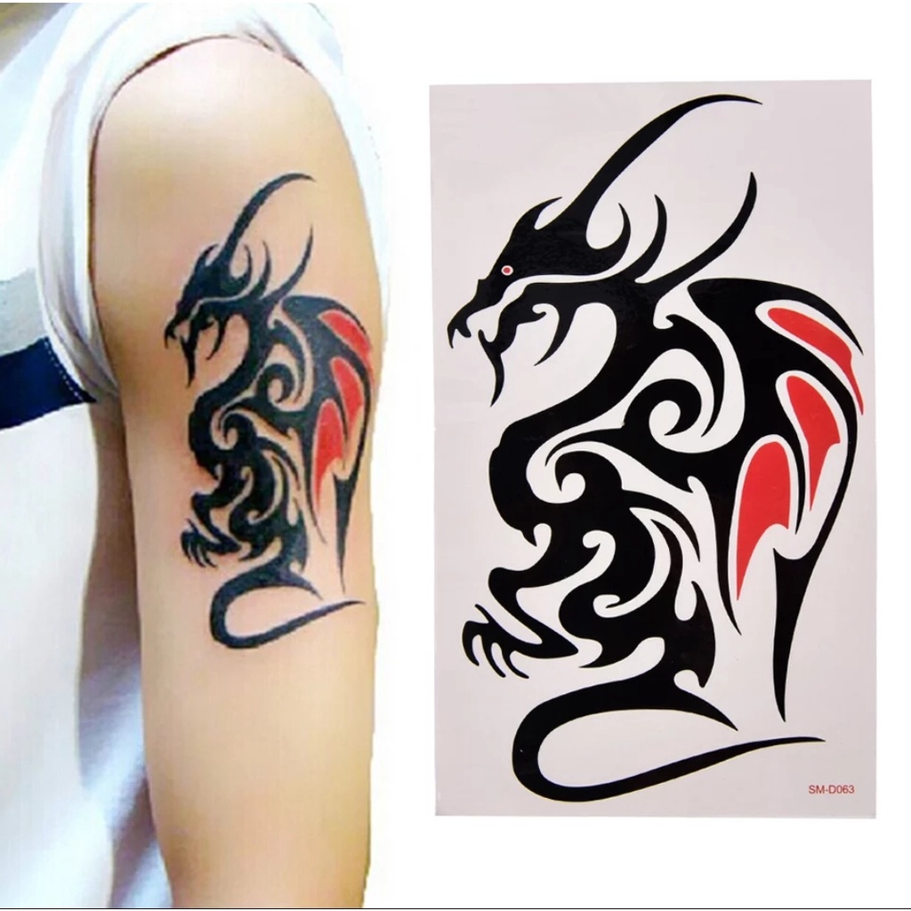 Phajeco Stiker Tato Temporary 3D Motif Tribal Dragon - Tato Temporer