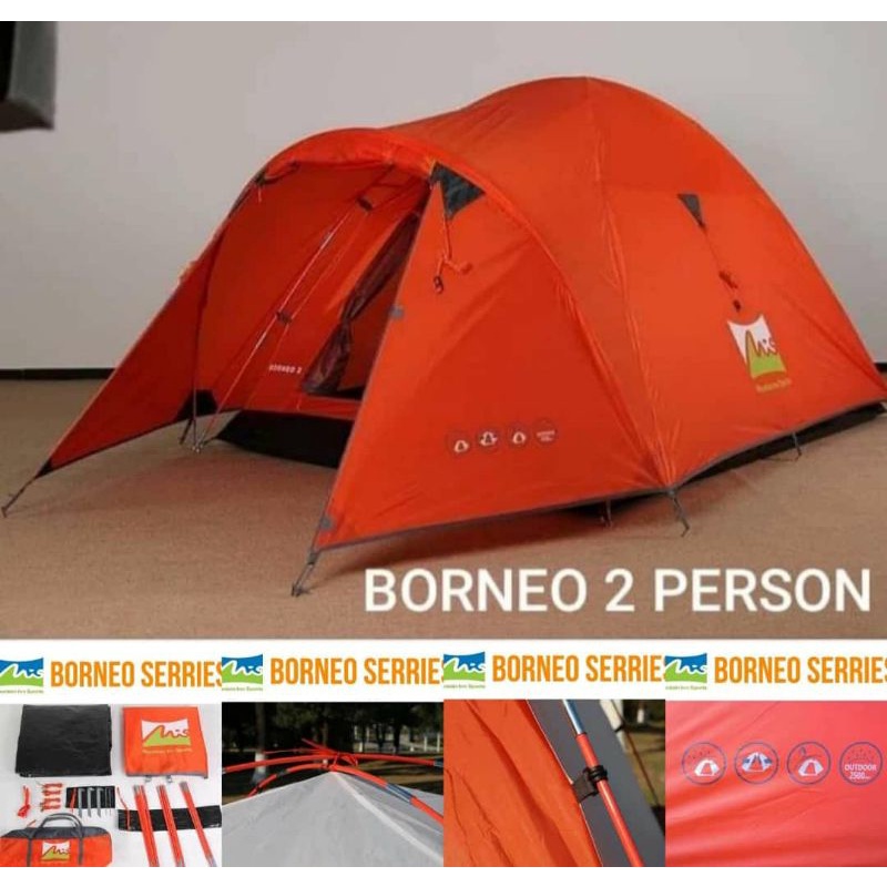 Tenda Borneo 2 Tenda Camping Mountain Inn Sports Kapasitas 2 orang java 2 blue