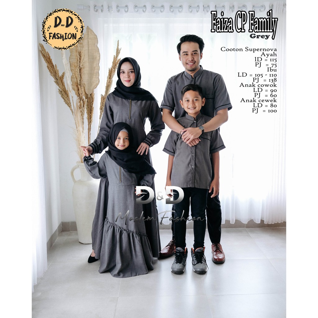 FAIZA BAJU COUPLE KELUARGA  BAJU MUSLIM SARIMBIT BAJU LEBARAN FASHION GAMIS