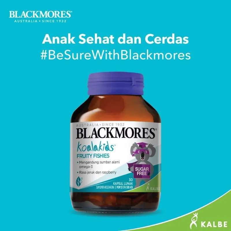 BLACKMORES Koala KIDS STUDY BUDDY / FRUITY FISHIES / Fish BPOM KALBE 30 Kapsul (omega 3 vitamin anak) LAWAN CORONA