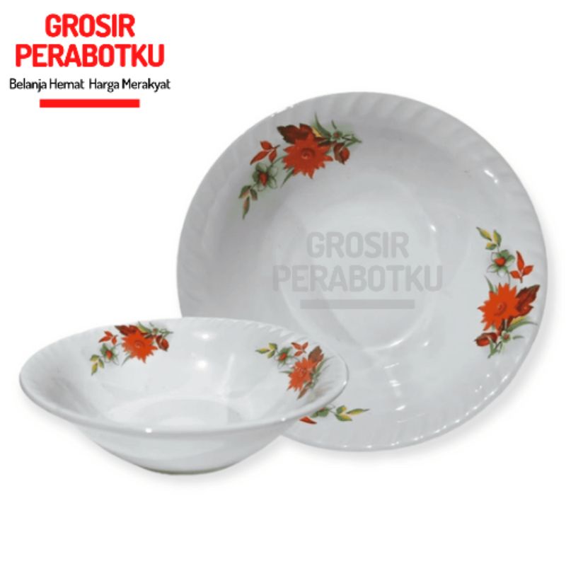 Mangkok Keramik Lucky 7 Inch Motif Kembang | Mangkuk Bubur | Mangkok Soto | Mangkuk Rose | Mangkok Kembang | Mangkok Mie Ayam | Mangkuk Soup | Mangkok Keramik Murah Satuan | Mangkok Kramik | Mangkok | Mangkuk