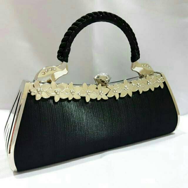 New! Clutch Pesta Farnell Cantik Bunga Permata Tas Kondangan Wanita Import 2605/2601