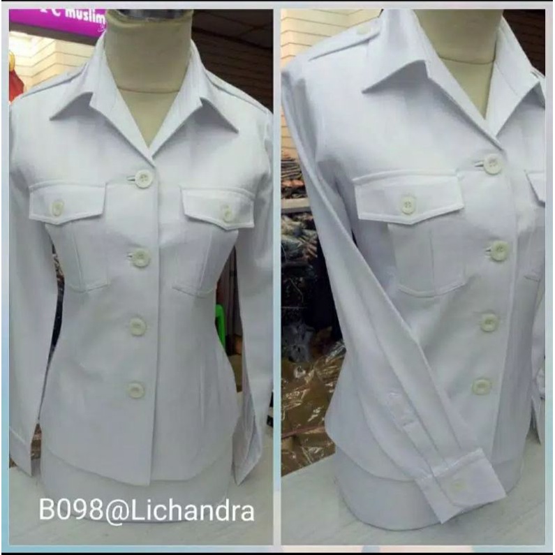 seragam pns putih hitam wanita/ seragam kerja wanita putih hitam/ baju kerja putih hitam wanita/ ser