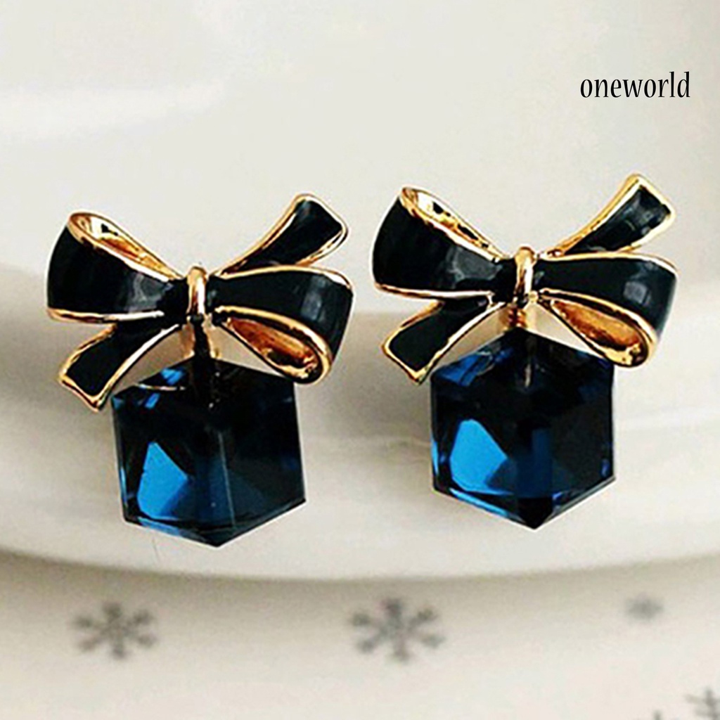 OW@ Women Earrings Attractive Elegant Smooth Bowknot Anti-allergic Ear Studs for Banquet