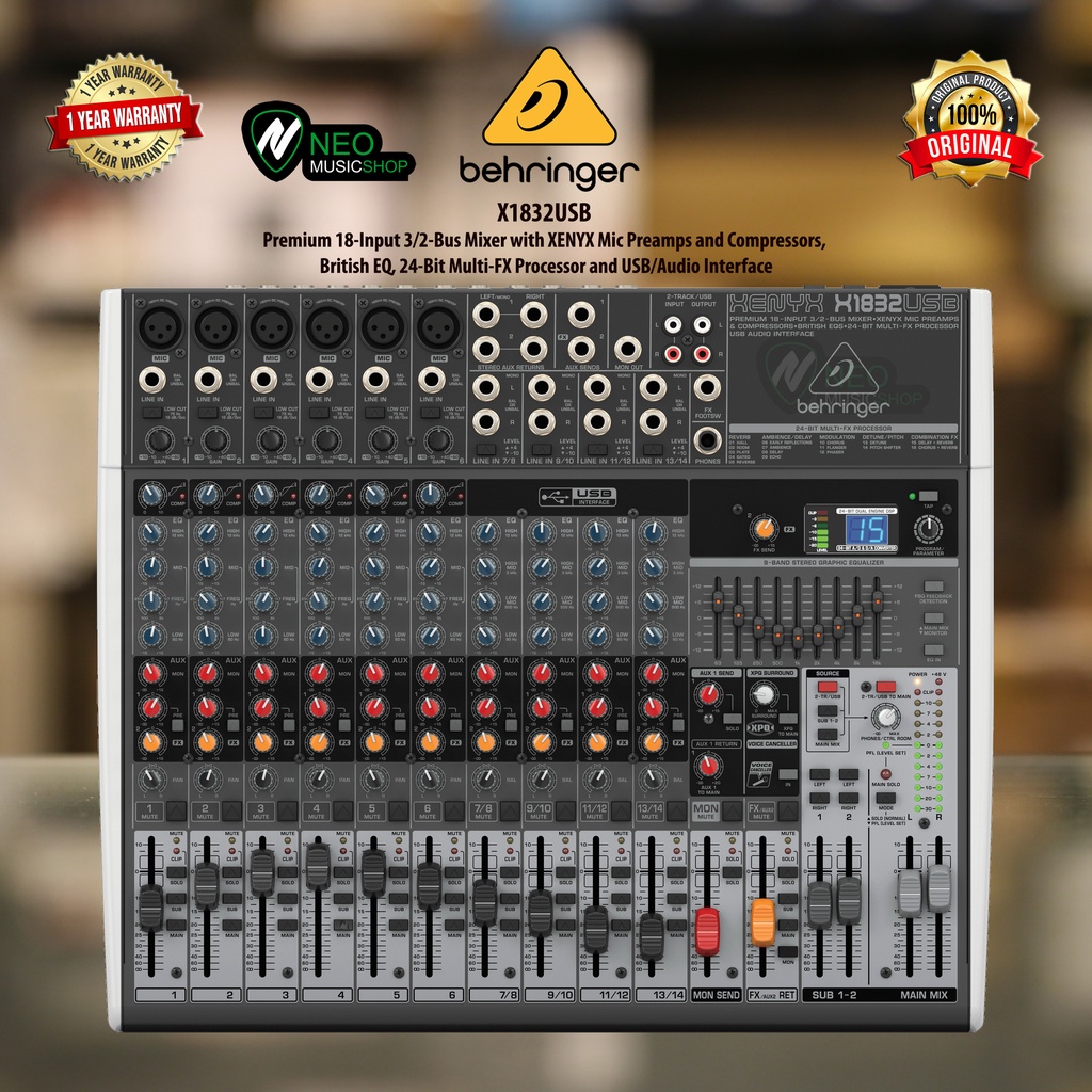 Behringer X1832USB 18-Input 3/2 BUS Mixer and USB/Audio Interface