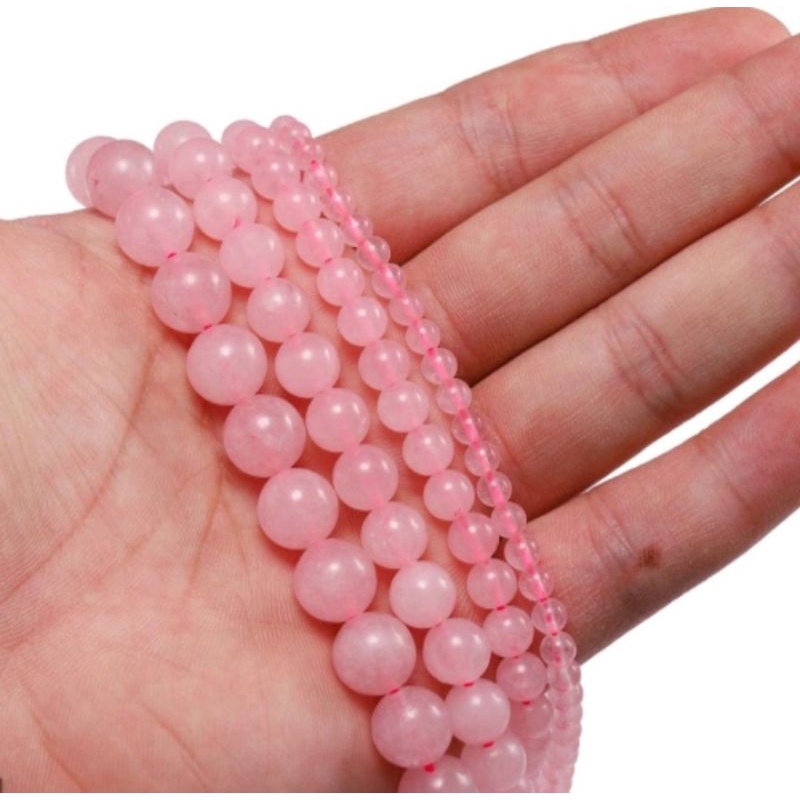 1 Untai / Lot Manik-Manik Batu Kristal Kuarsa Warna Pink Mawar