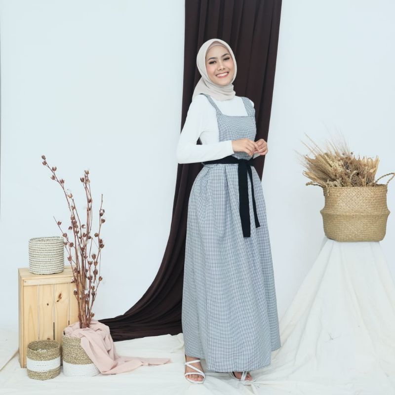Overall Tartan Rok #overall rok baju kodok