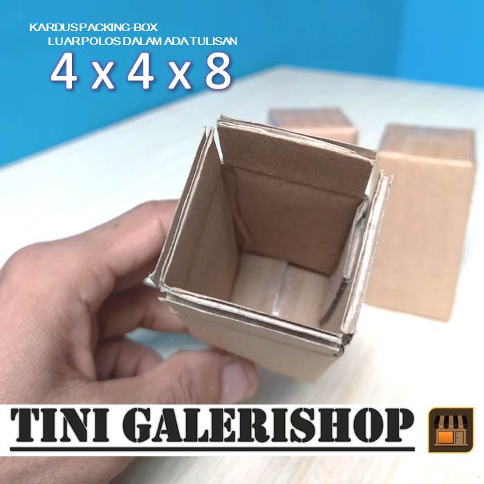 Kardus Packing Box Kecil Uk.4x4x8 cm Luar Polos Dalam Ada Tulisan-2