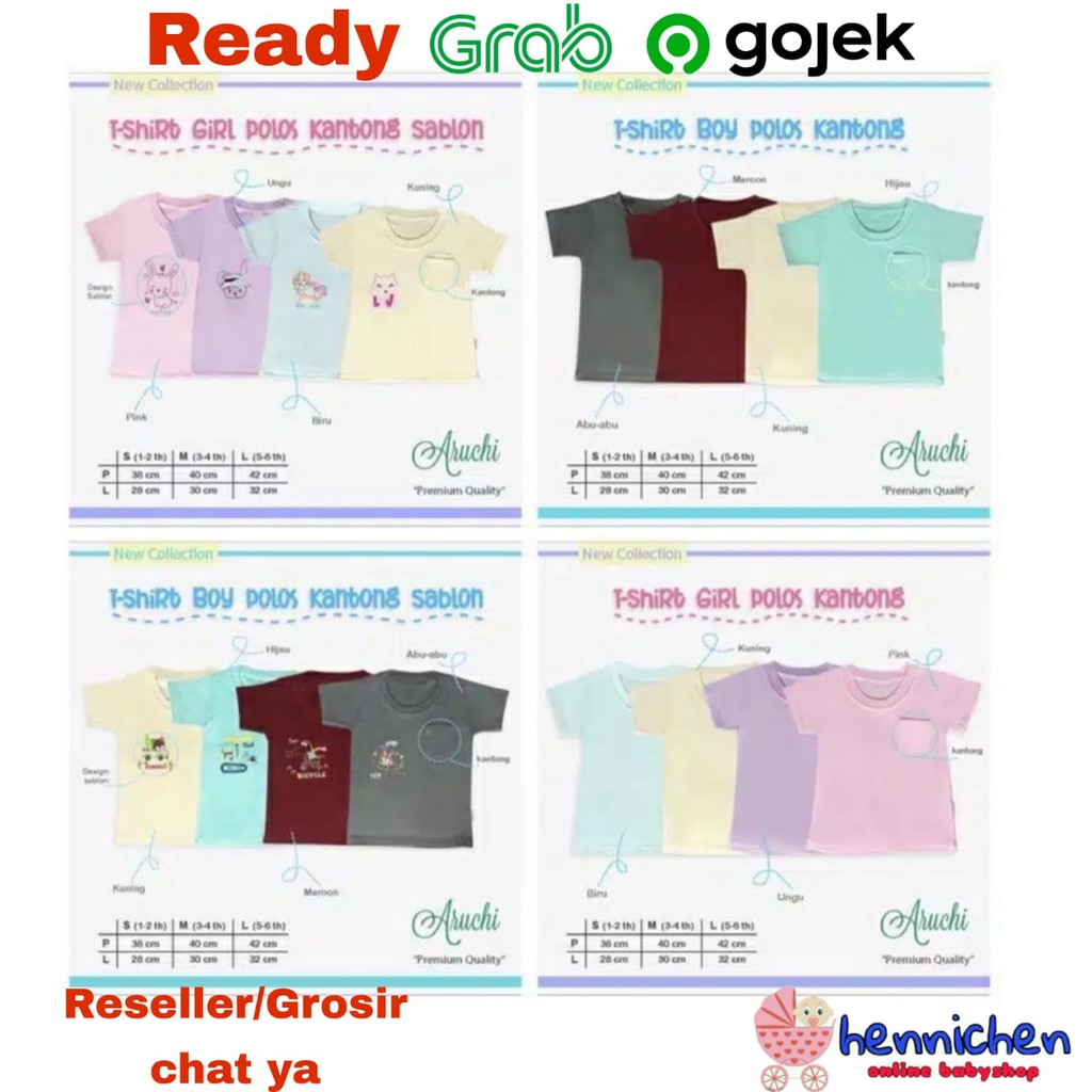 TSHIRT POCKET TEE SABLON / POLOS ARUCHI BOY &amp; GIRL  SNI  1-6 Tahun KAOS ANAK MURAH