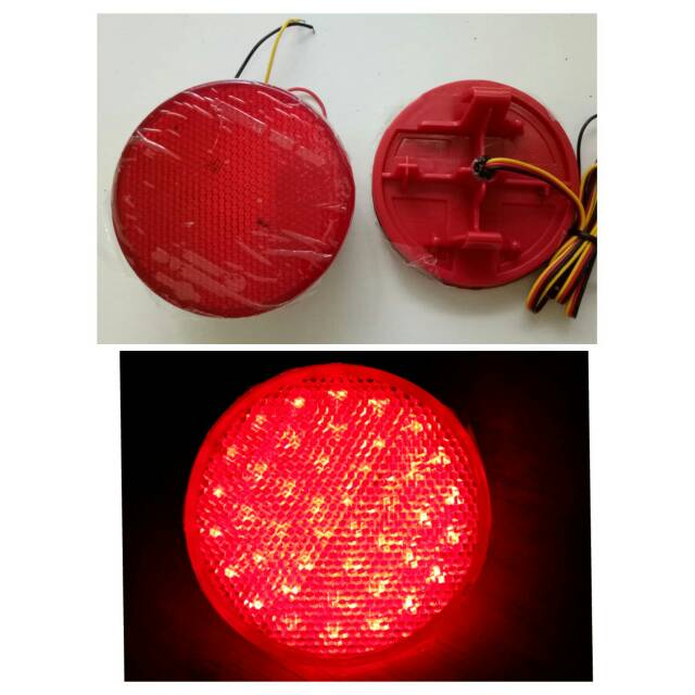 Led Reflektor Bumper Belakang Nissan Xtrail Bulat dengan lampu Rem  bisa untuk mobil Universal