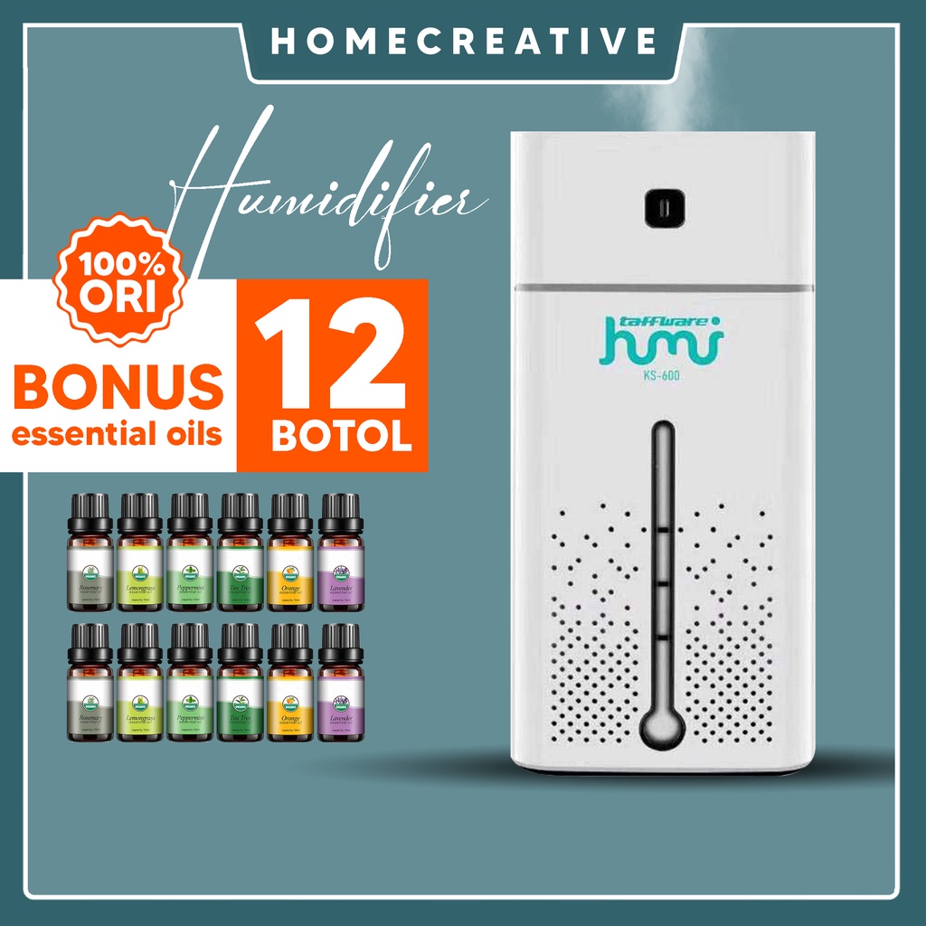 HOME CREATIVE 100% Original Humidifier Diffuser Warna RGB Purefier Pelembab Udara Humidifier Ruangan Filter Ruangan Pengharum Ruangan Diffuser Bonus 12 Botol Esensial Oil Pure 100% Termurah