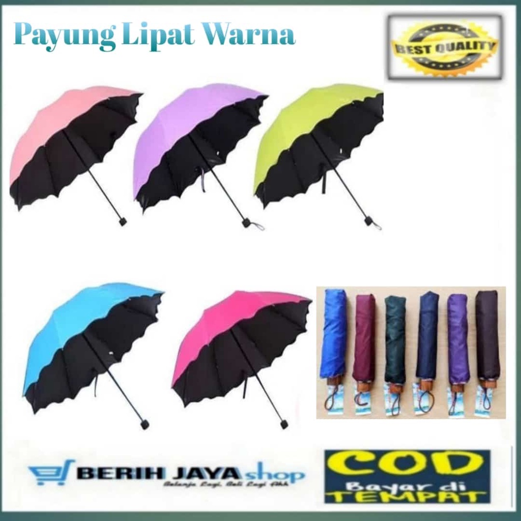 Payung Lipat 3 Termurah Polos Warna+Sarung / Payung Lipat 3 / Payung Lipat 3 Promosi