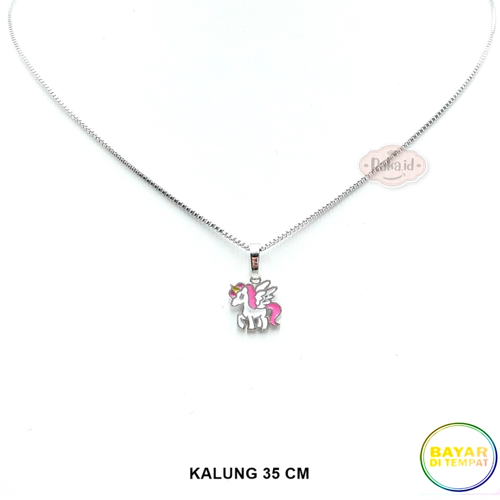 Kalung Anak Rantai Italy Motif Unicorn Sayap Putih Perhiasan Cantik Anak Lapis Emas 18k 824